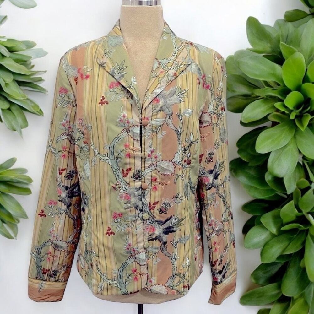 VTG Floral Embroidered Foliage Jacket Boho Cottagecore - Picture 2 of 11